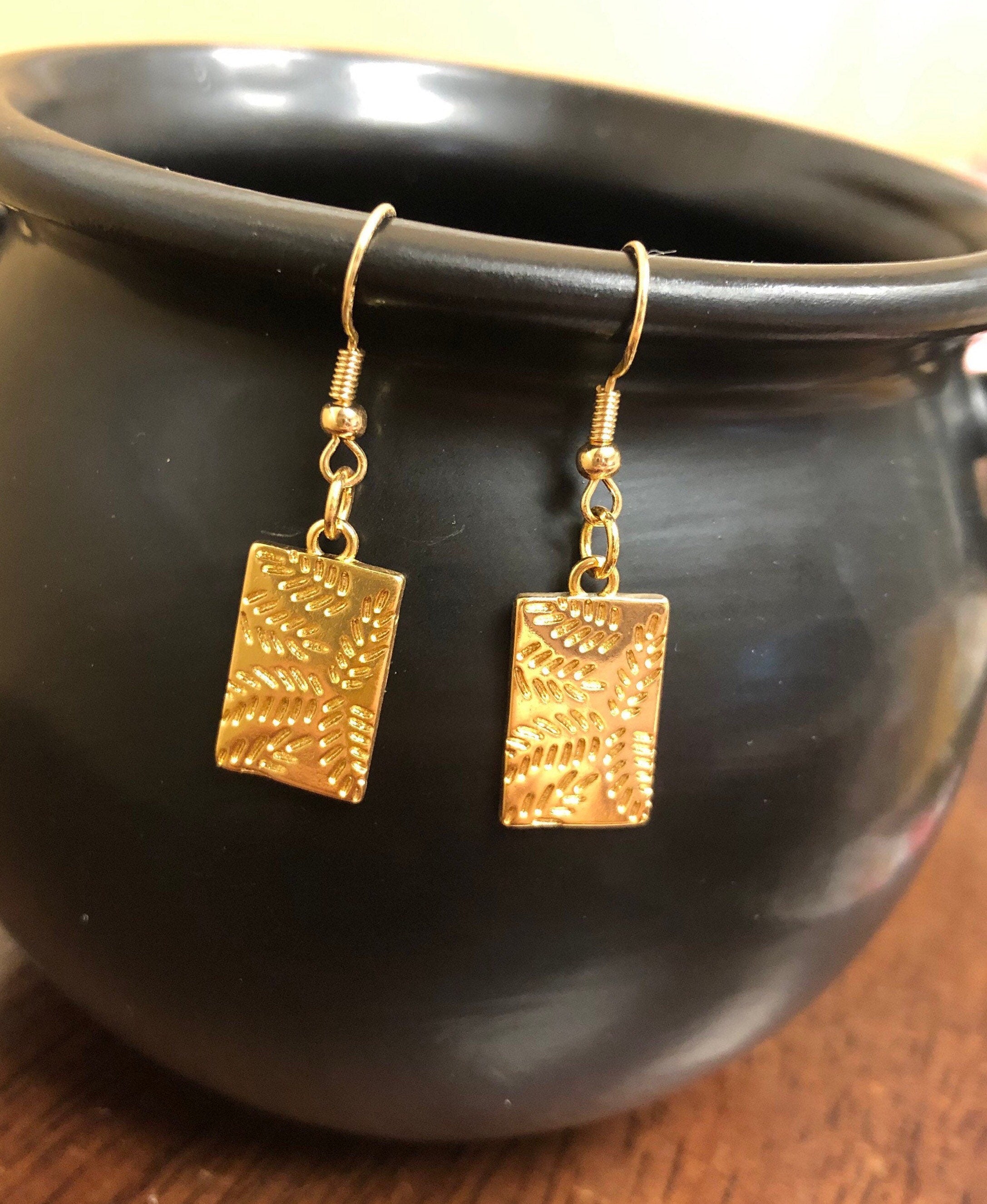 Gold Leaf-Stamped Earrings