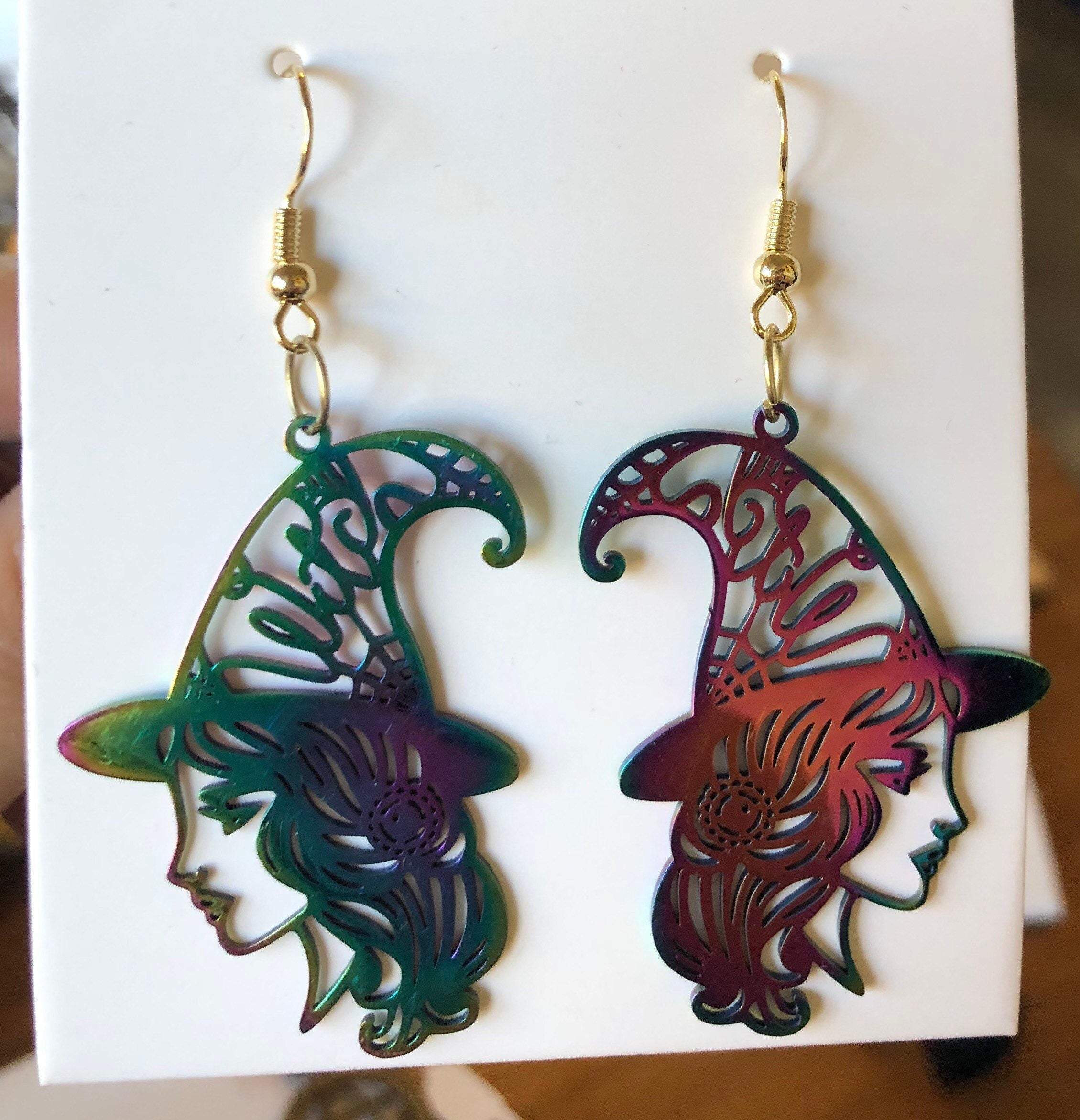 The Witch - Divine Feminine Earrings in Gold, Silver, or Color-Shifting Chrome