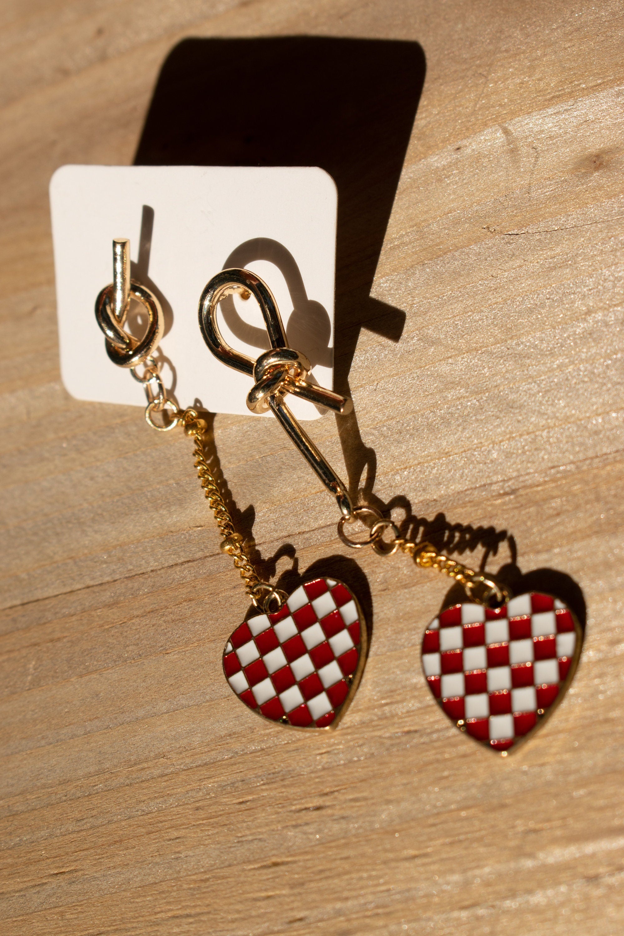 Checkerboard Hearts - Retro-Inspired Earrings