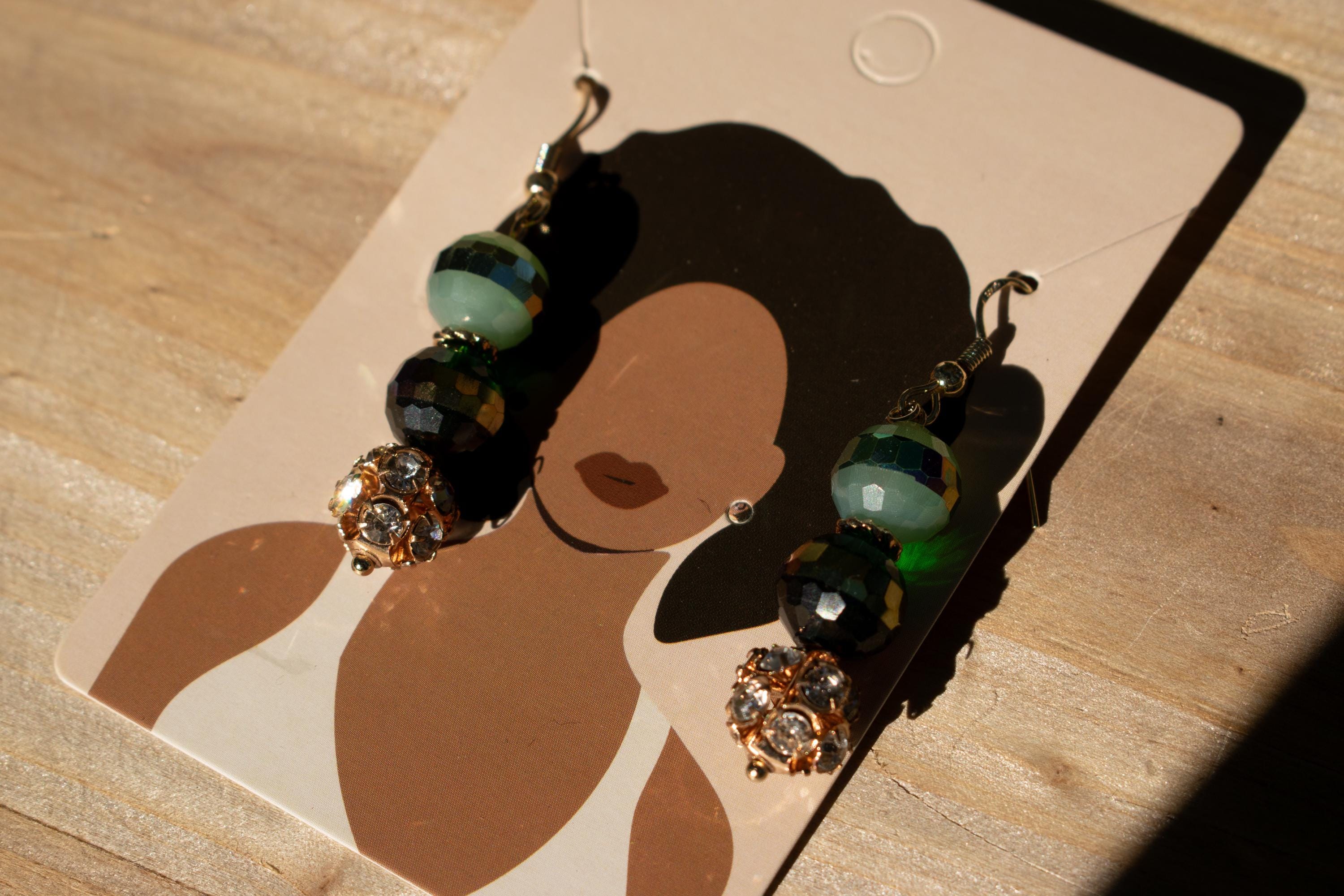 Retro Green Earrings, Necklace, or Set