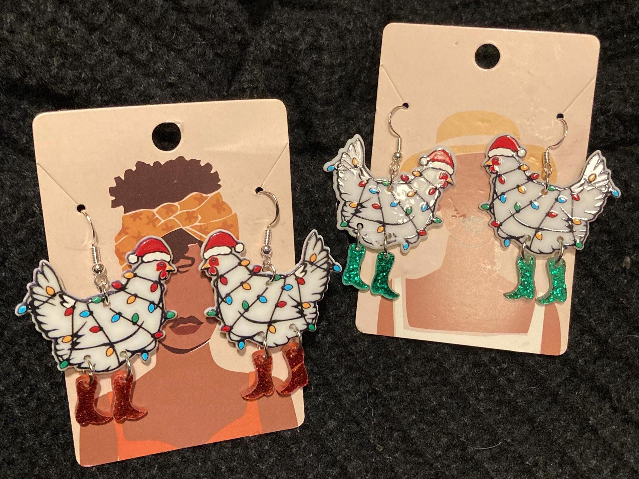 Holiday Chickens - Seasonal Earrings
