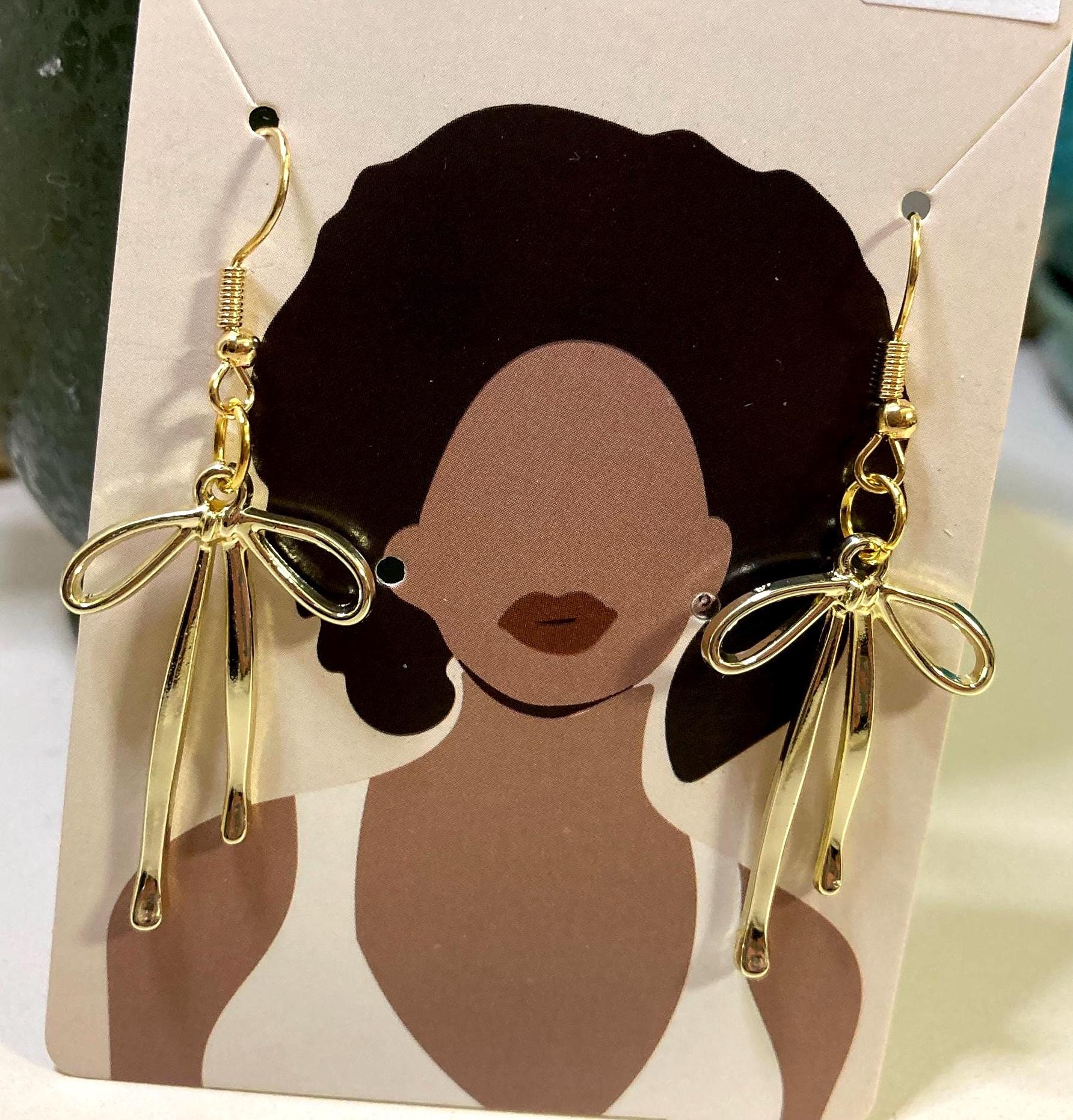 Cute Gold Bow Earrings
